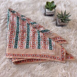 Young Pendleton Vintage Orange Green Tan Floral Scarf Bandana